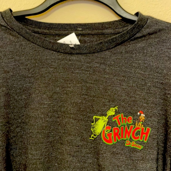🎄GRINCH🎄LONG SLEEVE DK GRAY TOP W/LEFT SLEEVE, FRONT CHEST & BACK DESIGNS NWT - Picture 5 of 12